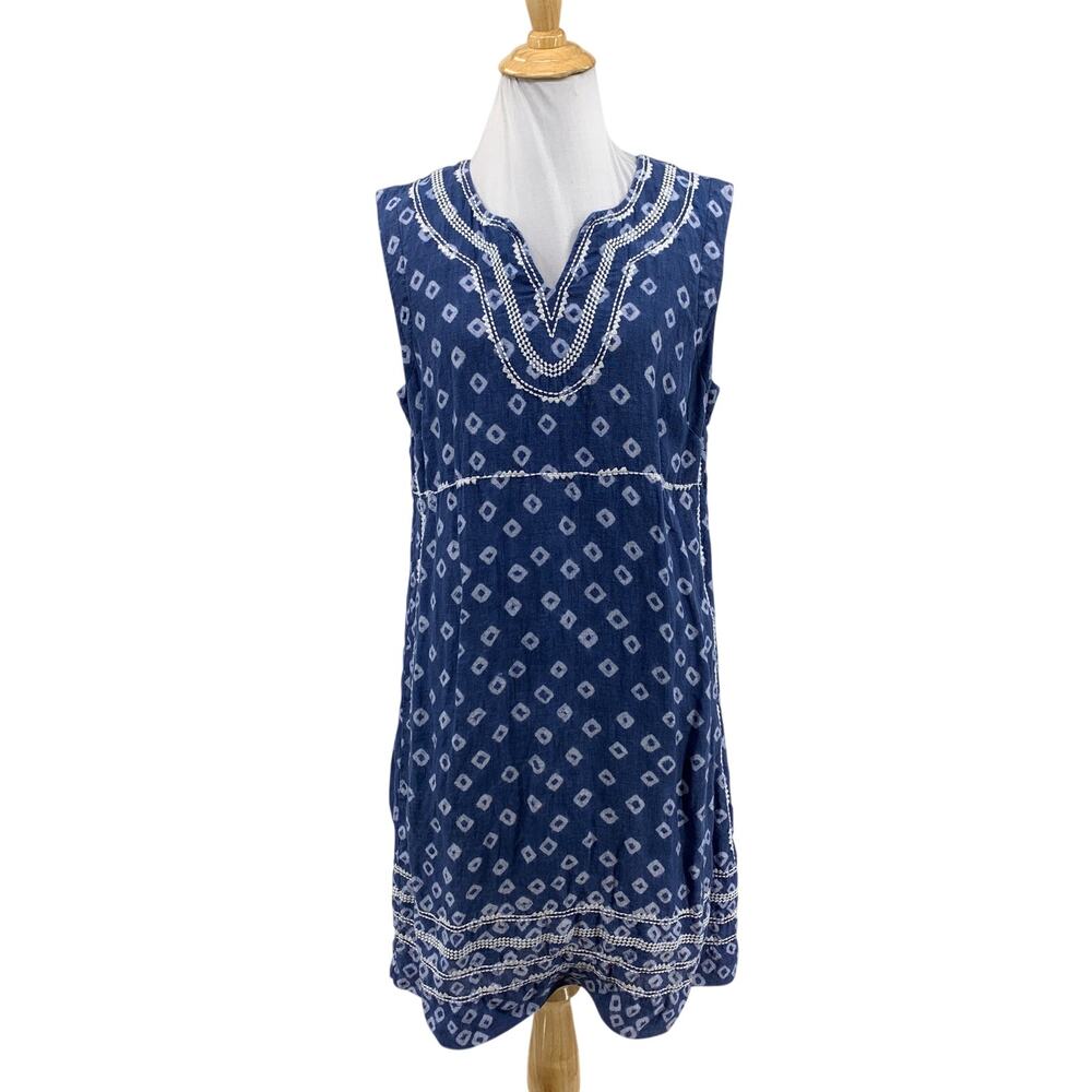 Tommy Bahama Dress Womens S Small White Cadet Shibori Nights Embroidered Linen
